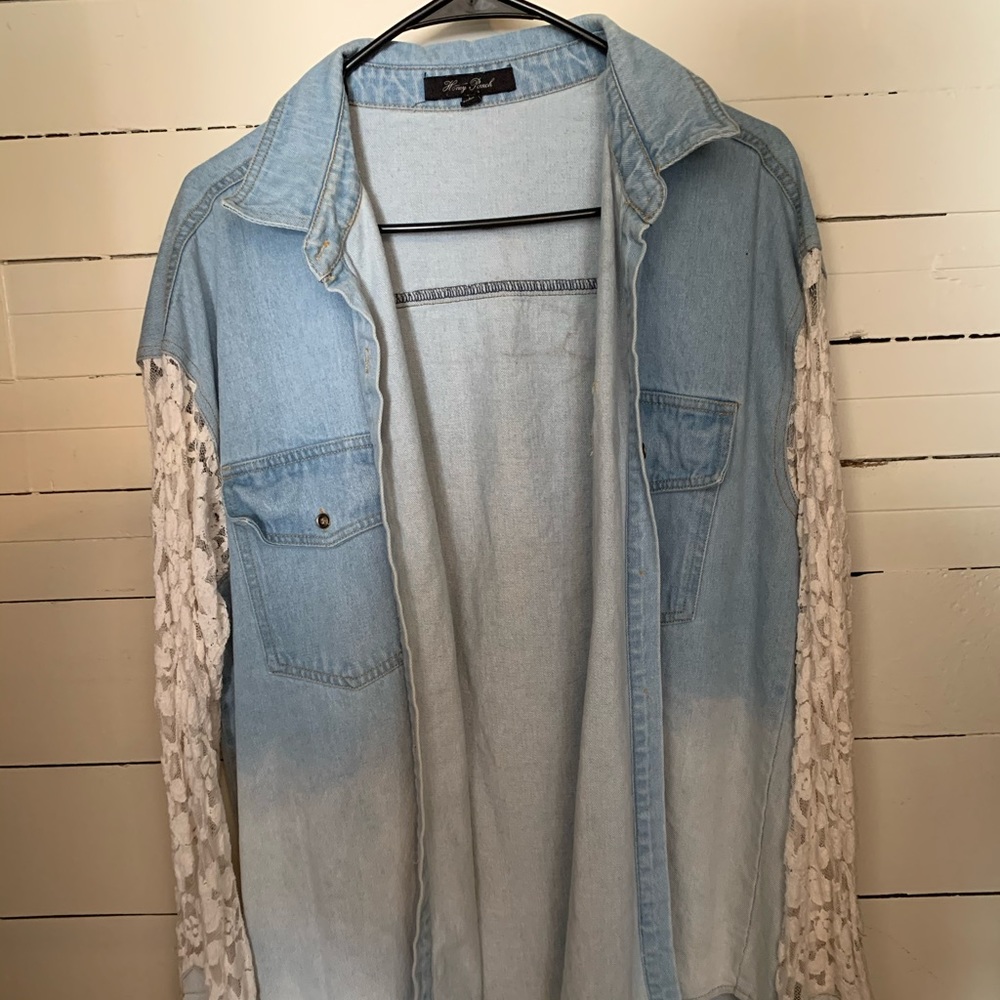 Lace denim jacket